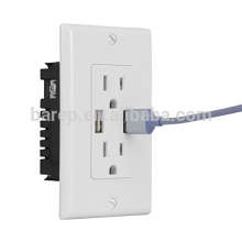 USB Plug Outlet Smart High Speed Dual USB Wall Charger 15A Receptacle Outlet